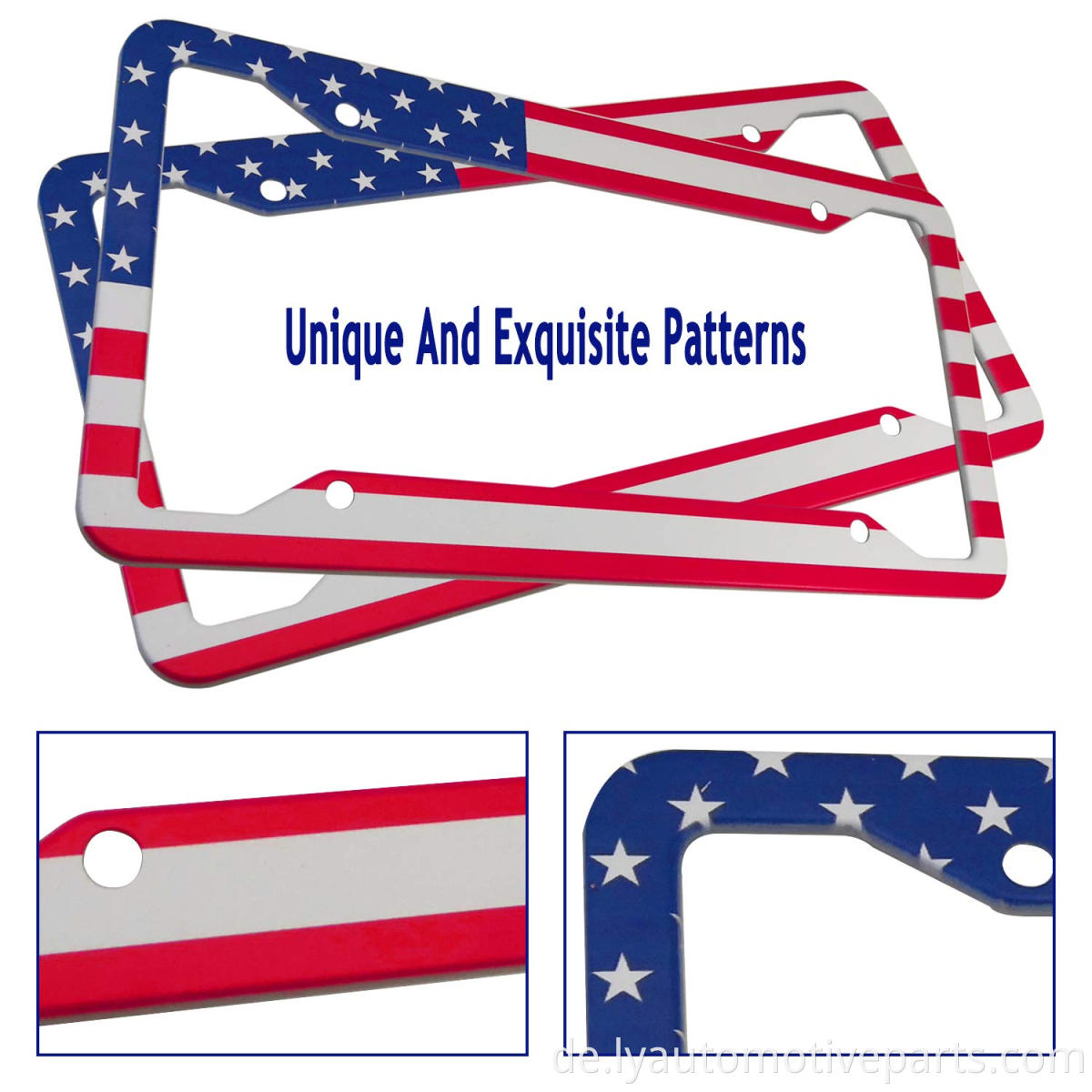 2 Pack USA Flag-Kennzeichen-Rahmen- American Auto Car Tag Inhaber Cover Neuheit Personalisierte Aluminiumhalterung